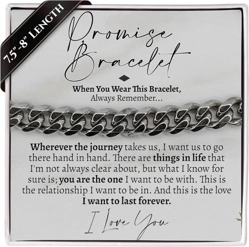 Miniatura 10 de Love You This Much Pulsera cubana de promesa, regalo romántico para novio, regalo de agradecimiento para novio, bonito regalo pequeño para novio
