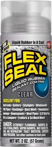 Flex Seal Mini, transparente, detiene fugas al instante, revestimiento de goma impermeable en aerosol, tamaño de viaje, perfecto para canalones,