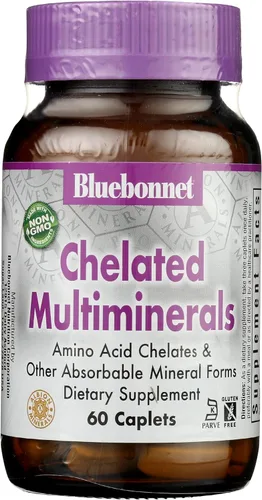 Bluebonnet Nutrition Multiminerales quelados de alta potencia, minerales quelados Albion, sin soja, sin gluten, sin OMG, certificado Kosher, sin