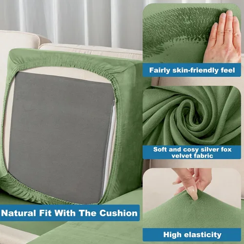 Miniatura 5 de Funda para Sofá de Terciopelo Elástico Funda de Cojín de Sofá 1 Pieza - Funda Elástica Lavable para Asiento o Respaldo, Fundas de Asiento para Sofás