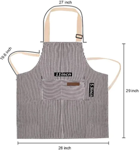 Miniatura 3 de RUIBOLU Delantal ajustable con 2 bolsillos, delantales de algodón para cocinar, para mujeres, hombres, chef restaurante, barbacoa, pintura Caqui