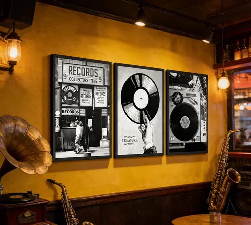 Miniatura 2 de Póster de música retro, 3 unidades, arte de pared, fotografía en blanco y negro, tienda de discos de vinilo preparados, pintura, pintura, decoración