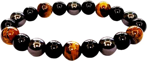 Miniatura 61 de Pulseras de triple protección con piedra de ojo de tigre de obsidiana negra con hematita para hombres y mujeres, pulsera de piedra curativa