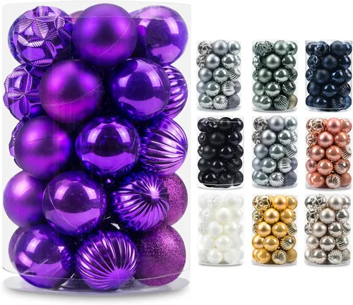 Miniatura 31 de AMS Esferas de Navidad de 2.36 pulgadas/60mm, 34 unidades, adornos grandes, decoraciones para fiestas, inastillables, colgantes festivos para Negro
