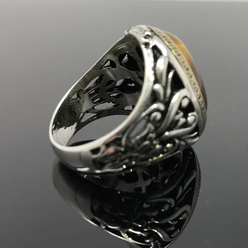 Miniatura 8 de KAR Anillo de plata de ley 925K con filigrana ojo de tigre I1H