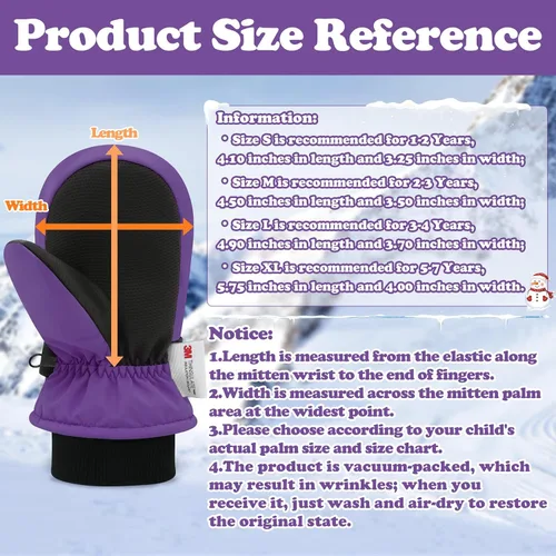 Miniatura 30 de Sarfel Guantes impermeables para niños pequeños, guantes de esquí, guantes de nieve, guantes para bebé, Thinsulate 1-7 años