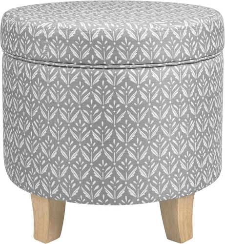 Miniatura 16 de Homepop Decoración del hogar Otomana redonda tapizada de almacenamiento Otomana con almacenamiento para sala de estar y dormitorio con patas Azul