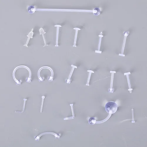 Miniatura 3 de Penitue 38 piezas de retenedores transparentes para piercing, joyería de retención para aretes, pezón, nariz, vientre, lengua, labret, ceja, labio