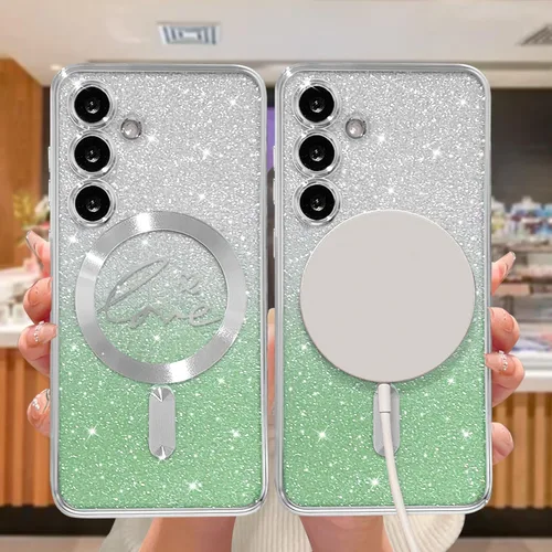 Miniatura 24 de ZONRW - Funda para Samsung Galaxy S22 Ultra magnética, para mujeres y niñas, cubierta trasera suave, lujosa, con corazón de amor, bling, degradado