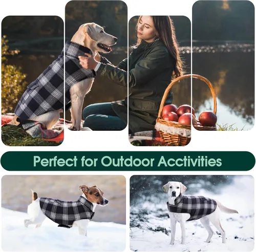 Miniatura 6 de Kuoser - Abrigo de invierno para perro reversible de estilo británico, abrigo de clima frío para cachorros, ropa resistente al viento, chaleco