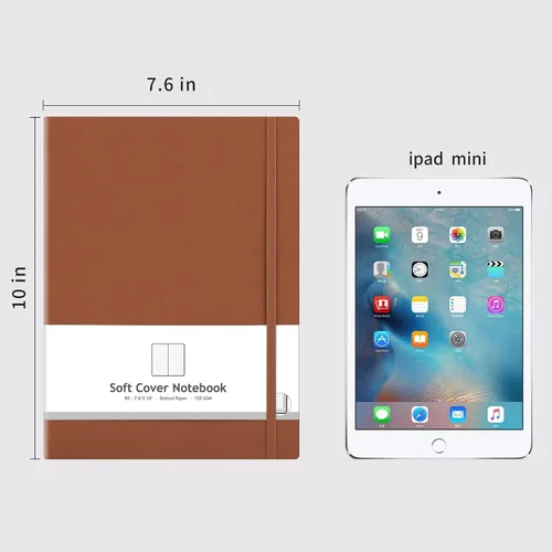 Miniatura 3 de AHGXG Paquete de 2 cuadernos B5 con cuadrícula de puntos (7.6 x 10 pulgadas) con papel grueso de puntos de 4.23 oz/m², cubierta de cuero suave, negro