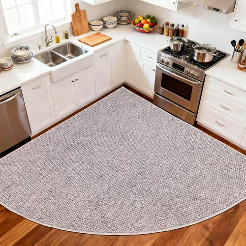 Miniatura 2 de Alfombra esquinera de cocina antideslizante, lavable, tapete circular de cocina para piso, alfombra de esquina para cocina, fregadero, lavandería