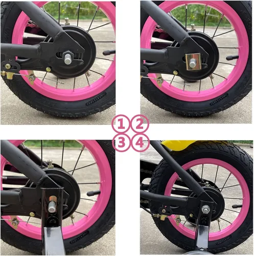 Miniatura 5 de Ruedas de entrenamiento para bicicleta de 12/14/16/18/20 pulgadas, rueda de silencio flash (rosa claro)