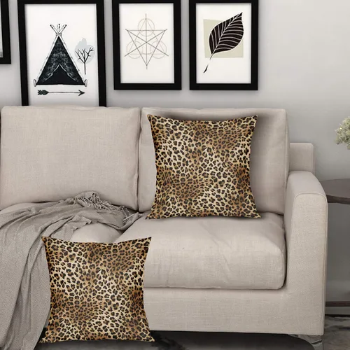 Miniatura 5 de Funda de almohada marrón con estampado de leopardo - 2 piezas Funda de almohada de guepardo de 16x16 pulgadas Fundas de almohada de algodón