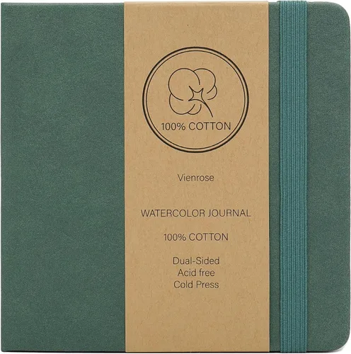 Vienrose Cuaderno de bocetos de acuarela, diario de acuarela de 5.5"x5.5" con 24 hojas, 48 páginas, 140 LB (300 GSM), papel de acuarela de algodón,