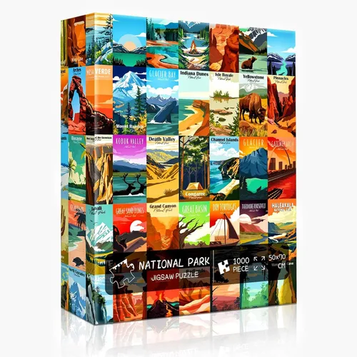 Rompecabezas para adultos de 1000 piezas, rompecabezas de parques nacionales, incluyendo Zion Yellowstone Yosemite, rompecabezas de naturaleza,