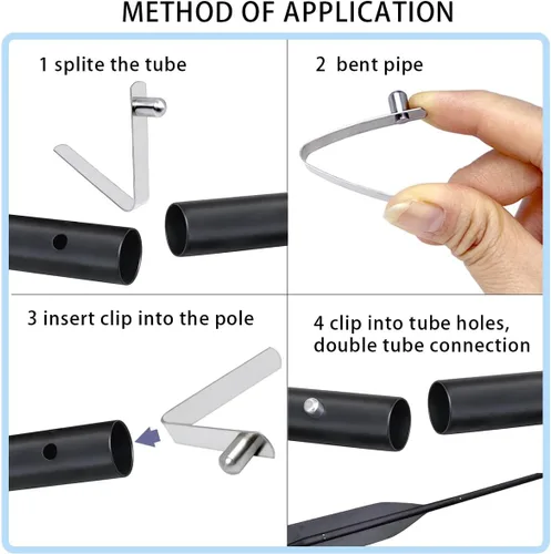 Miniatura 5 de HZMM 8 clips de resorte de remo para kayak, clips para poste de tienda, clips de botón de acero inoxidable, clips de resorte de botón de botón