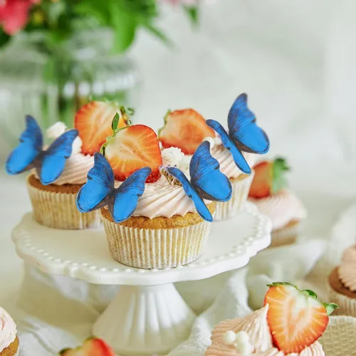 Miniatura 5 de TIESOME 48 mariposas comestibles para decoración de pasteles, decoración de cupcakes de mariposa vívida para bodas, cumpleaños, aniversario