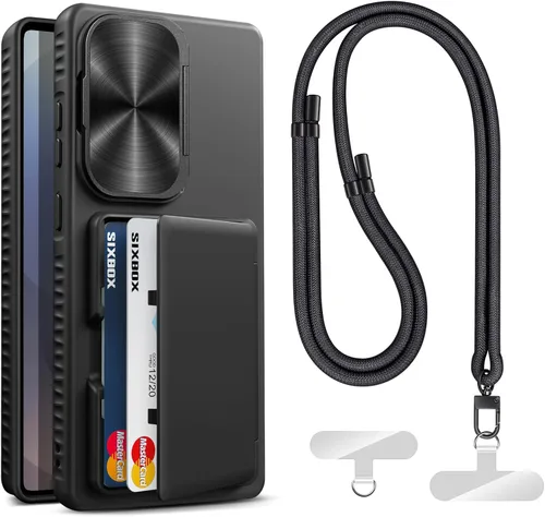 Miniatura 27 de Funda para Samsung Galaxy S25 FE, tarjetero integrado, soporte y cubierta para lente, prueba de caídas de grado militar, borde de silicona suave