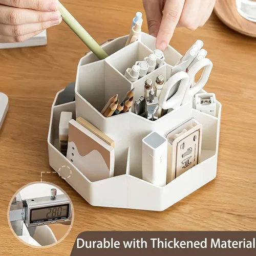 Miniatura 2 de Portalápices para Escritorio, Organizador de Escritorio Giratorio de 360 Grados con 9 Ranuras, Lindo Organizador de Bolígrafos, Suministros
