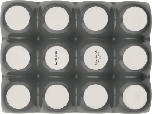 Miniatura 9 de Rachael Ray Bandeja/Soporte para huevos de cerámica de esmalte sólido, 12 tazas, gris oscuro
