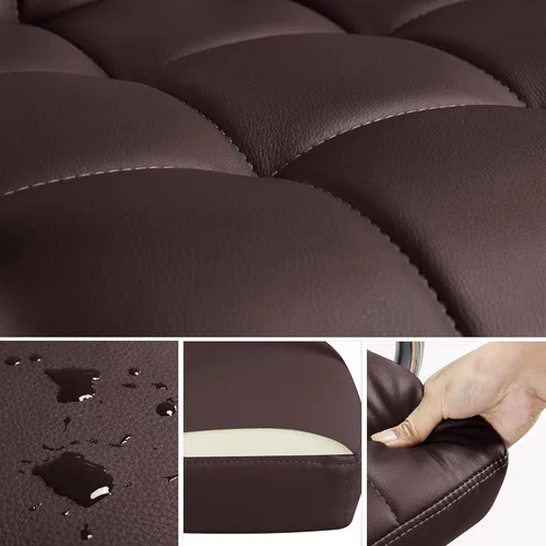 Miniatura 8 de Topeakmart Silla de oficina para computadora, silla de escritorio moderna de piel sintética acanalada, respaldo medio, altura ajustable, cómoda Negro