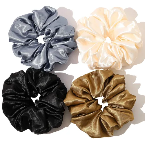 Miniatura 24 de Coleteros Negros para el Cabello para Mujeres - Coleteros Grandes de Satén Extra Grandes Jumbo Gigantes de Gran Tamaño Lindos para Cabello Rizado