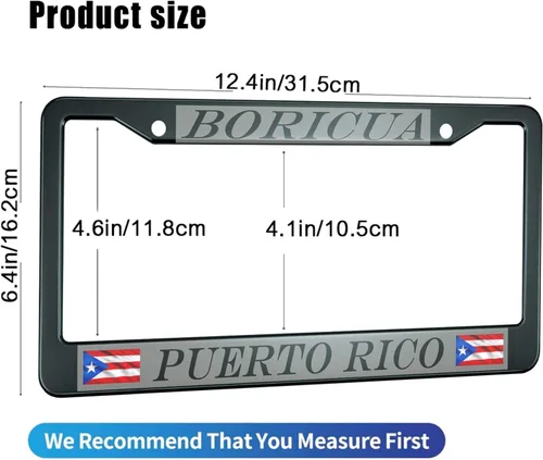 Miniatura 2 de HOSNYE Boricua Puerto Rico Marco de Placa para Automóvil Cubierta de Metal para Placas Frontales Marcos de Placas para Automóvil Etiqueta