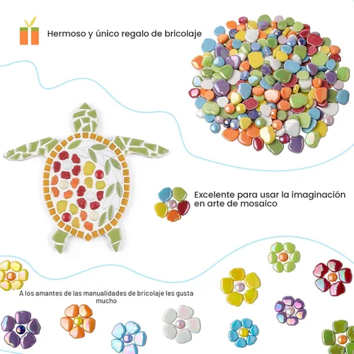 Miniatura 8 de Youway Style Azulejos de mosaico de flores para manualidades a granel, suministros de azulejos de mosaico iridiscentes de 1 libra, piezas de mosaico