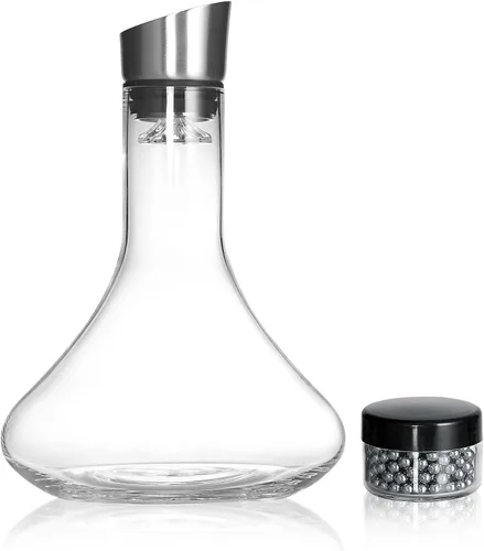 Miniatura 2 de LEMONSODA Decantador de vino de vidrio completo con aireador, filtro y kit de limpieza, cristalería transparente, sin plomo, gran regalo