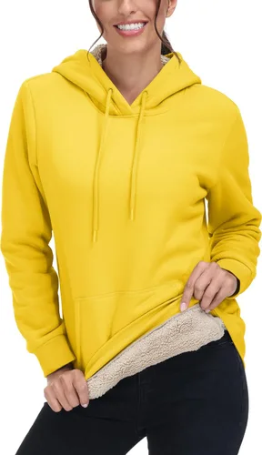 Miniatura 96 de MAGCOMSEN Sudaderas con capucha para mujer, con forro de sherpa, de vellón, para invierno, cálido, pesado, de algodón, con bolsillo
