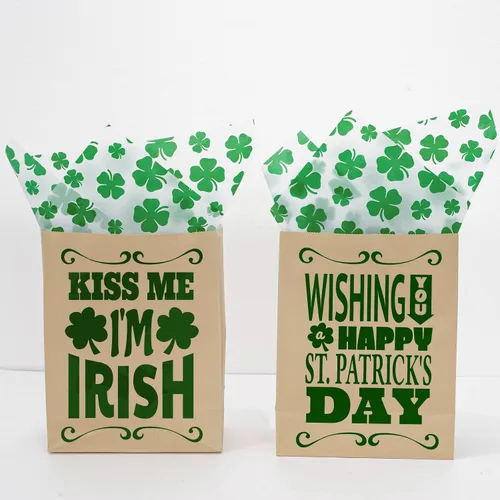 Miniatura 7 de Whaline 100 hojas de papel de seda para el día de San Patricio, acuarela, trébol, papel de regalo de trébol verde, papel de regalo para el hogar