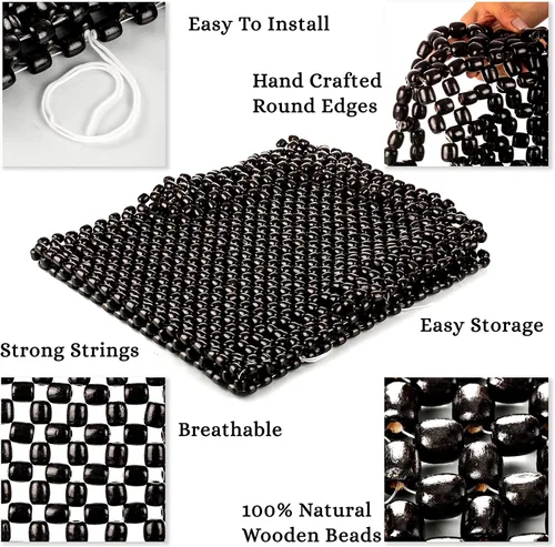 Miniatura 4 de Zento Deals Funda para Asiento con Cuentas de Madera Negra Royal, Cojín de Confort Premium con Masaje Fresco - Reduce la Fatiga en el Coche, Camión
