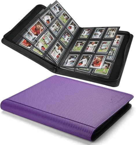 Miniatura 27 de Carpeta Toploader rígida, fundas rígidas con 9 bolsillos para 288 tarjetas. Carpeta de tarjetas con fundas para rígidas "3 × 4", tarjetero (negro)