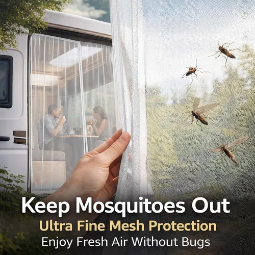 Miniatura 3 de Mosquitera magnética para puerta corrediza para campamento, mosquitera magnética para caravana, pantalla de privacidad transpirable con cremallera