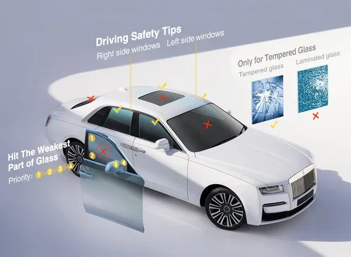 Miniatura 5 de Luxtude Cortador de cinturón de seguridad para romper ventanas, rompe ventanas, rompecristales, herramienta de escape de automóvil automático