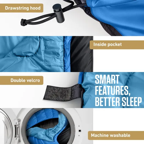 Miniatura 5 de VENTURE 4TH Saco de dormir para mochileros – XXL, tamaños dobles e individuales – Saco de dormir ligero para clima cálido y frío para adultos, niños