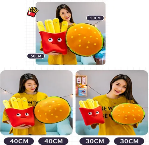 Miniatura 2 de Almohada de felpa de hamburguesa divertida almohada de peluche de pan de hamburguesa, almohada de peluche suave para niños y adultos, regalo