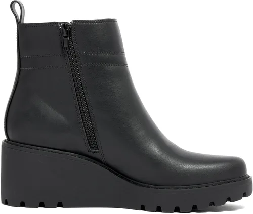 Miniatura 4 de vodvob Botas de tobillo para mujer, botines de tacón de cuña elásticos con plataforma Chelsea sin cordones y suela de lengüeta