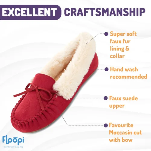 Miniatura 40 de Floopi Pantuflas para mujer, forro de piel sintética suave con espuma viscoelástica acogedora, pantuflas de casa para mujer con suela antideslizante