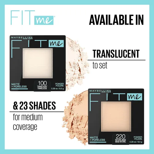 Miniatura 6 de Maybelline Fit Me Matte + Poreless - Maquillaje facial prensado en polvo, trufa, 1 unidad (paquete de 2)