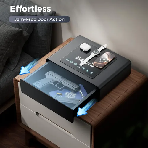 Miniatura 7 de Yoqimi - Caja fuerte biométrica inteligente para pistola con teléfono 3 en 1 y carga inalámbrica de reloj, 3 maneras de acceso rápido para pistola