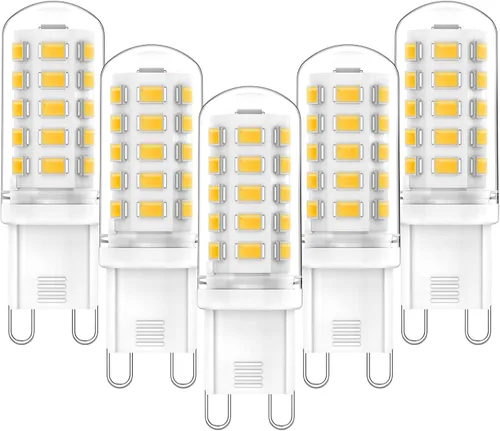 Miniatura 12 de YUIIP Bombillas LED G9 de 2700 K, blanco cálido suave, 4 W (equivalente a halógeno de 40 W), AC120V 400LM G9 bombilla base bi pin para candelabros