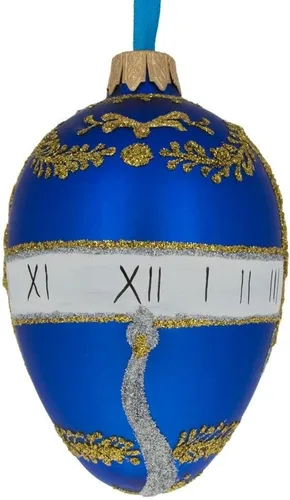 Miniatura 7 de 1895 Reloj de serpiente azul adorno de cristal de huevo real 4 pulgadas