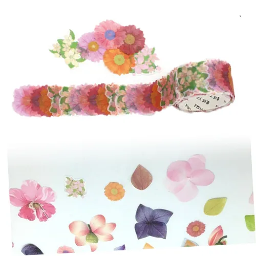 Miniatura 9 de EXCEART 3 calcomanías florales de cinta washi, álbumes de recortes, cinta de pétalos, calcomanías decorativas para manualidades y bricolaje 3