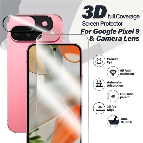 Miniatura 2 de BIGFACE Protector de pantalla de vidrio templado para Pixel 9 + protector de lente de cámara [2 + 2 unidades]