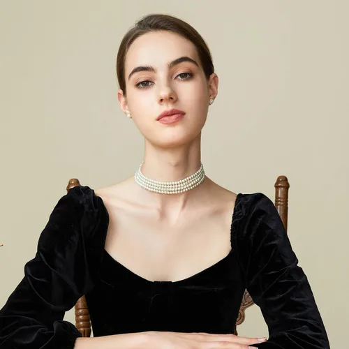 Miniatura 3 de BABEYOND - Collar de gargantilla de perlas de imitación redondo, collar estilo años 20, accesorios para fiesta temática Gatsby