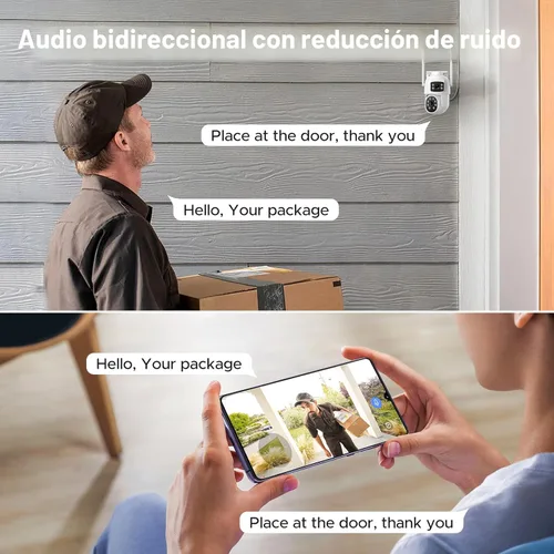 Miniatura 6 de Sistema de cámara de seguridad para el hogar de doble lente de 4 MP inalámbrico, cámaras de seguridad inalámbricas para exteriores 24/7, seguimiento