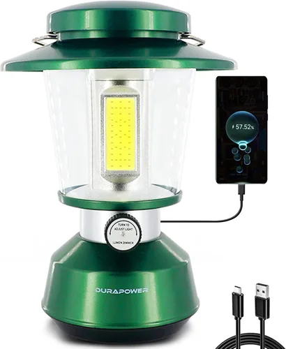 Miniatura 8 de Durapower Linterna LED de camping recargable, 2000 lúmenes de brillo, 5 modos, banco de energía de 4000 mAh, linterna impermeable IP44