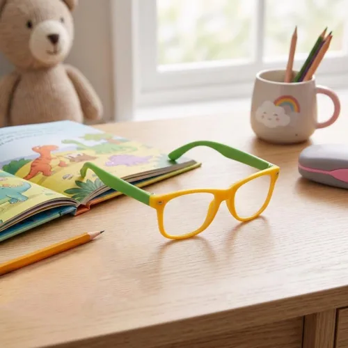 Miniatura 4 de Lentes rectangulares digitales con bloqueo de luz azul para niños y niñas de 5 a 12 años Amarillo